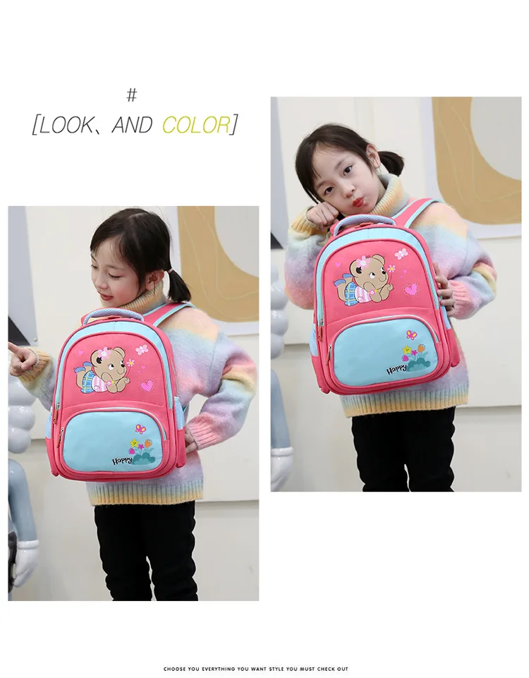 Children's Backpack Kindergarten Cartoon Cute Light Schoolbag Reflective Strip Safety Kids Bag Soft Waterproof Baby Bag