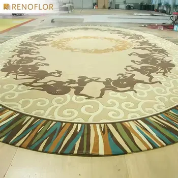 100% Wool Handmade Eco-friendly Anti-slip Living Room Carpet Large Abstract Pattern Rug for Home Office Hotel Bedroom Restaurant