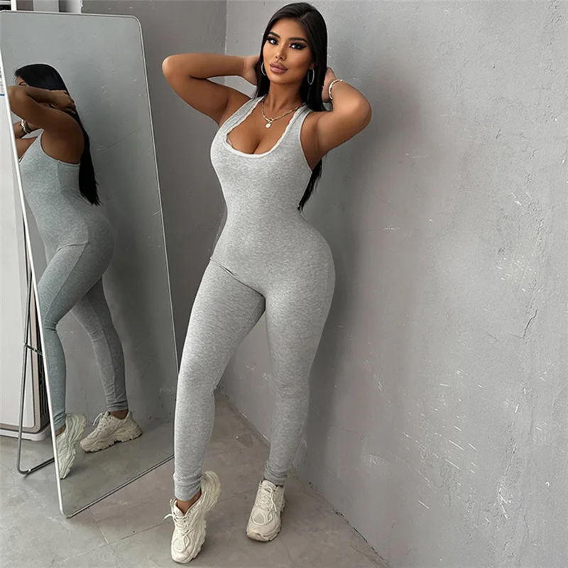 Solid Body-Shaping Jumpsuit for Women Casual Stylish