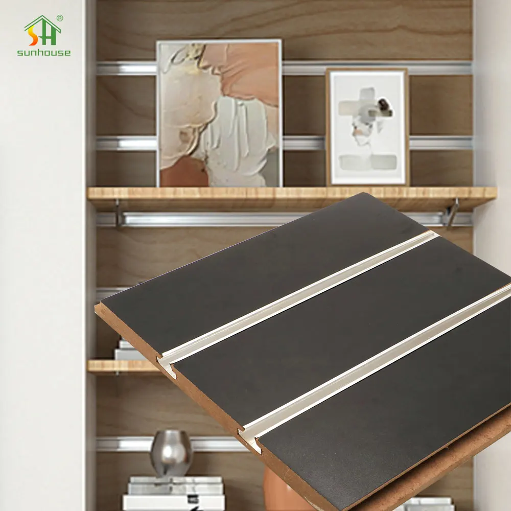 New Arrivals 4X8Ft Merchandising Display Shelve Slat Wall Mdf Board 1220X2440Mm Slatwall
