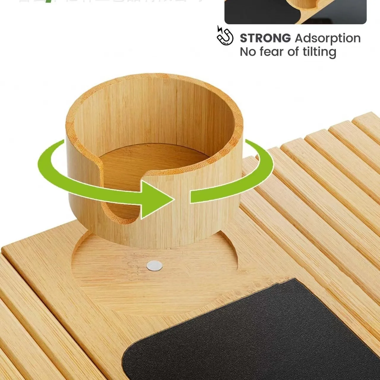 Wooden Sofa Armrest Table Tray Foldable Bamboo Sofa Snack Coffee Table Solid Wood Storage Tray