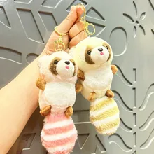 Mini Wholesale Raccoon Bag Hanging Stuffed Keyring Doll Accessories Plush Toy Keychain Pendant for Birthday Gift