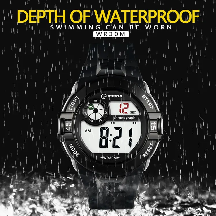 Fashion LED Watches Multi Function Changed Light Color Silicone Waterproof Wrist Digital Kids Sport Watch