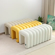 Big Ottoman Bench Velvet Stool Seat Indoor Furniture Fabric End of Bed Bench