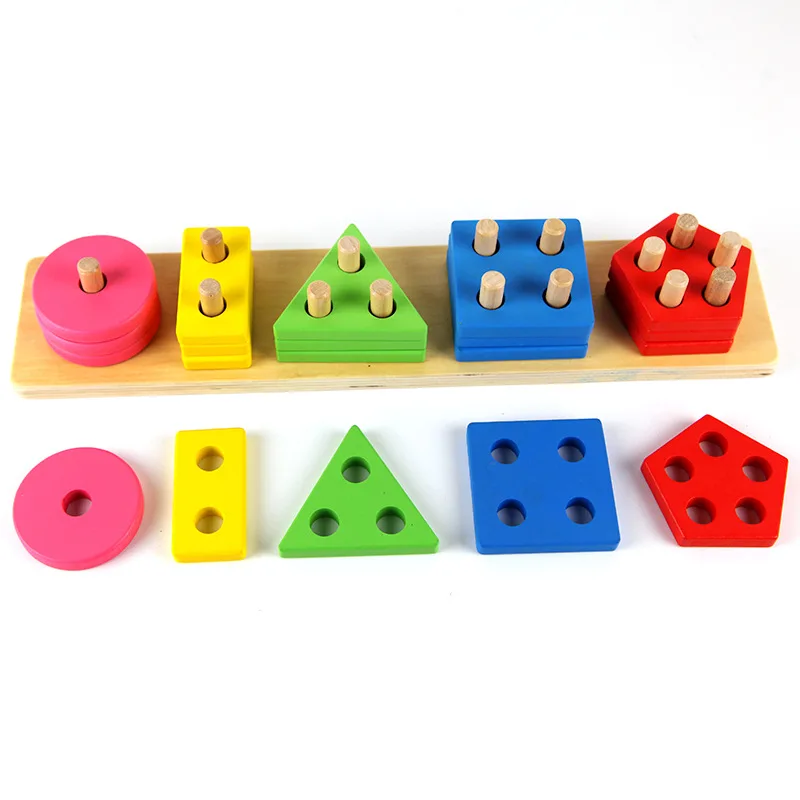 Shape Sorter Educational Geometric Puzzle Board Blocks Wooden Toddler Toy L 