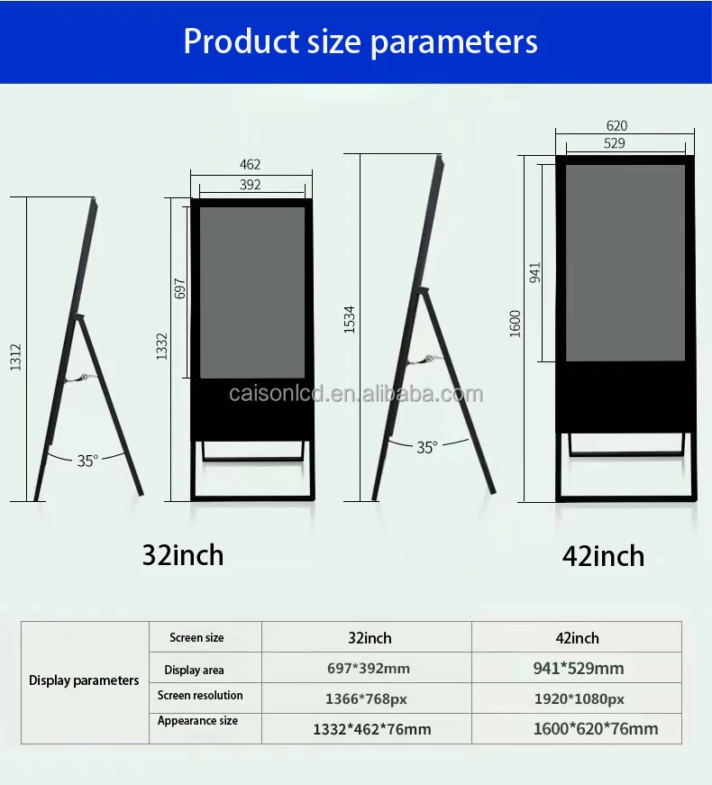 32 /43 electronic water sign foldable movable Digital stand LCD advertising display outdoor Digital signage and display poster manufacture