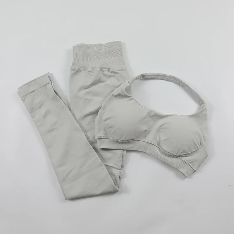 Ensemble Yoga Femme Deux Pièces Camouflage, Manches Longues, Sportswear, Gris, Taille S, Respirant