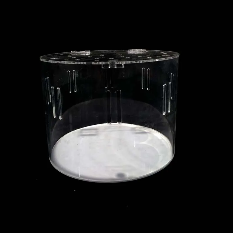 Factory Custom clear Round Reptile Terrarium Pmma Plexiglass Acrylic Pet Reptile Cage Bin Box case Cage Acrylic Reptile tank
