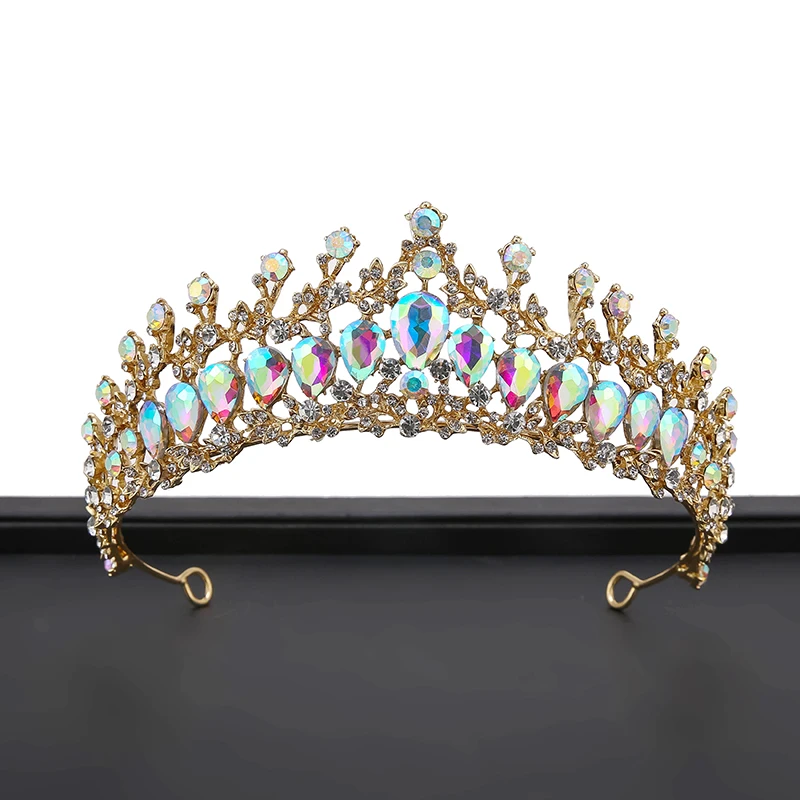 Свадебная Корона невесты со стразами жемчугом перьями тиары свадебные аксессуары для волос головной убор золотой