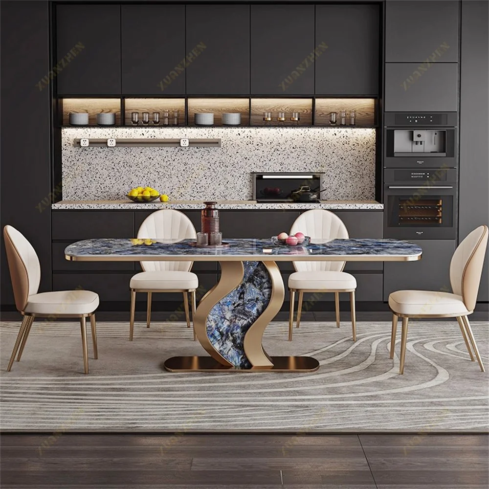 [新品未開封]Stone modern table Xuanzhen Dining Room Furniture Luxury Blue Stone Modern Dining