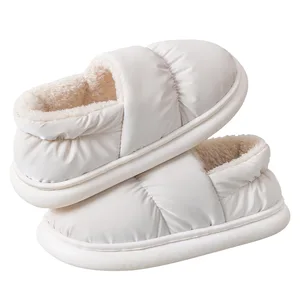 Men's and Women's Breathable Cotton Indoor for Slippers with  Anti-Slip Thick-Soled Rainproof and PVC Outsole for Couples