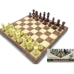 EPT Foldable 2 in 1 Wooden Chess and Checker Set Kids Play Game Toy Board Case Custom Travel Chess Set Wooden Chess Board