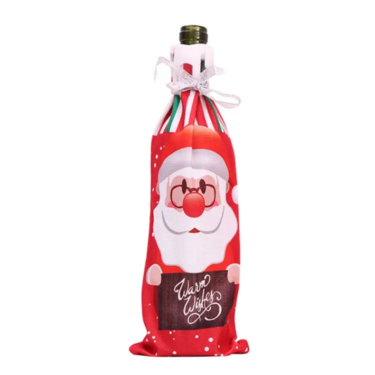 Christmas Style Wine Bottle Bag with Santa Claus/Snowman/Elk Printed Pattern Champagne Bottle Wine Bottle Cover Christmas Decora