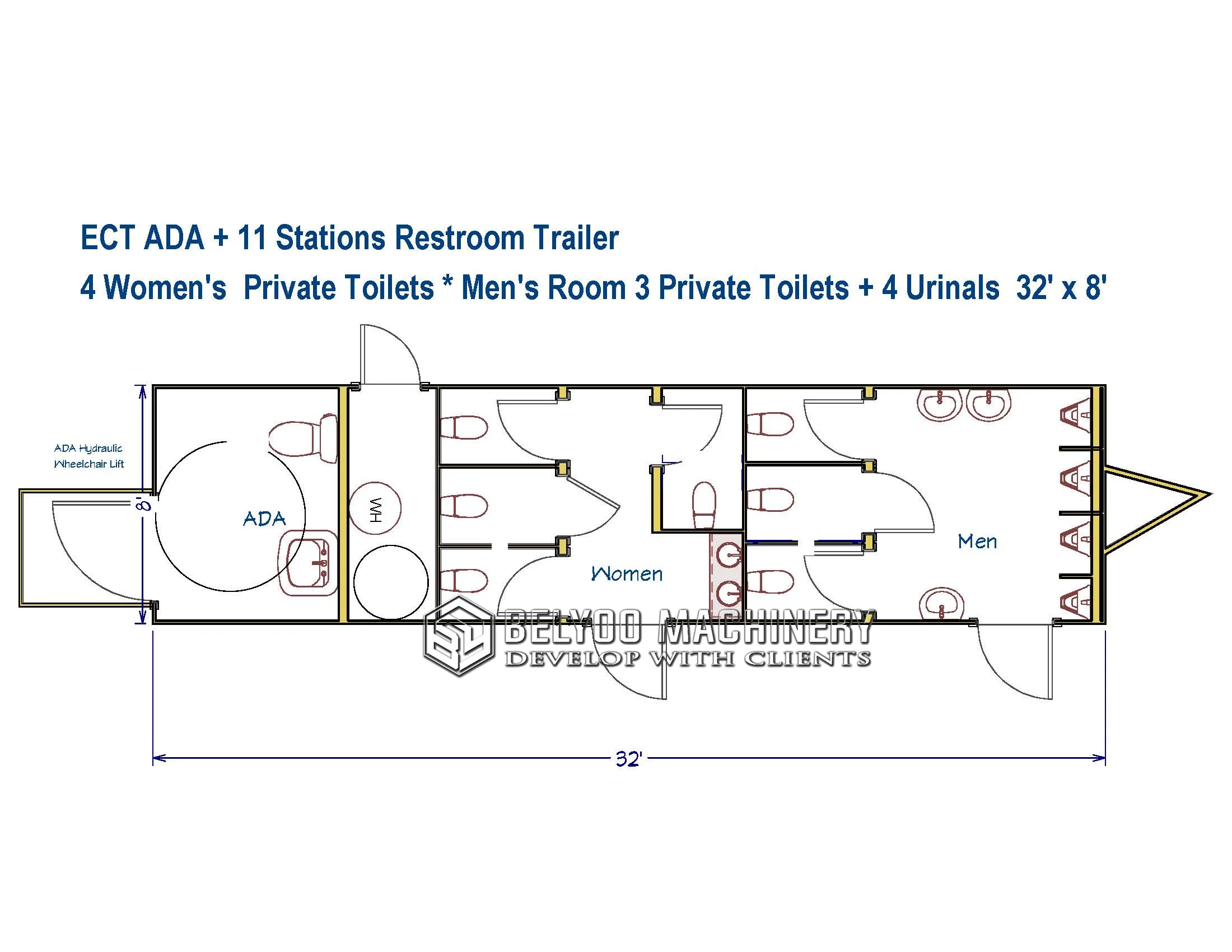 Restroom Trailer Mobile Toilets Outdoor Portable Toilet Luxury Trailer