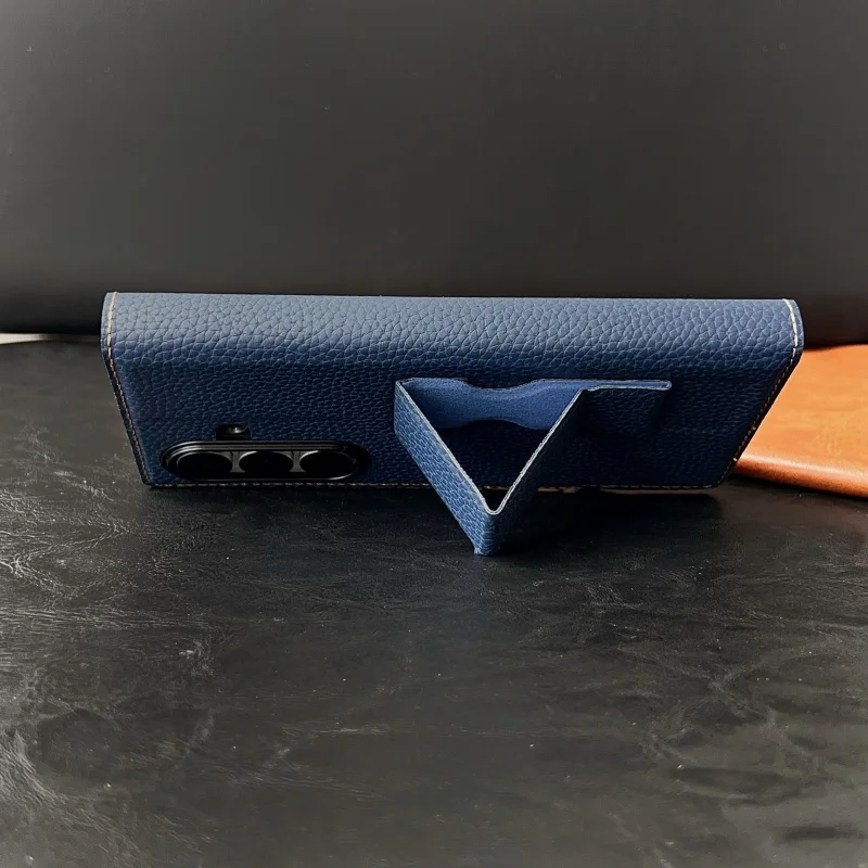 Luxury PU Leather Wallet Card Slots Wrist Strap Stand Case for Samsung Galaxy Z Fold 7 6 5 4 3 2 With Tempered Glass