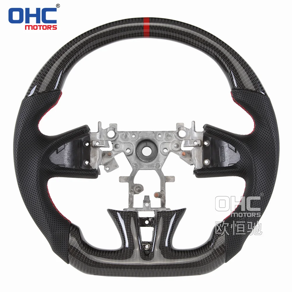 Factory Custom Steering Wheel Fit for Infinity Infiniti Q50 Q60 Sedan Coupe Exhaust LED Carbon Fiber Steering Wheel Leather