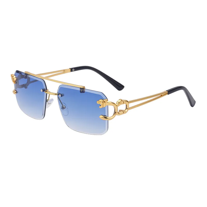 Rimless Sunglasses Square Fashion Shades Tinted Lens Metal Frameless Rectangle Y2K Glasses UV400