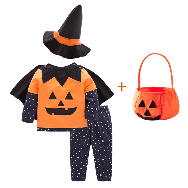 Halloween children's long sleeve clothing set pumpkin halloween customs baby clothes set