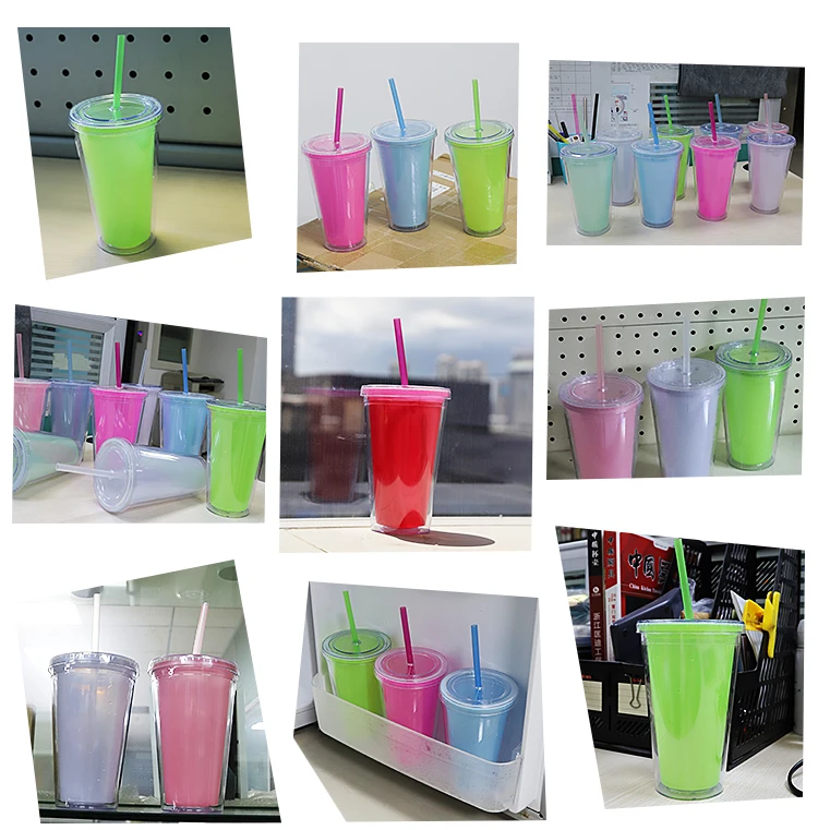 16 Oz Reusable Color Changing Temperature Plastic Cups,Drinking Tumbler