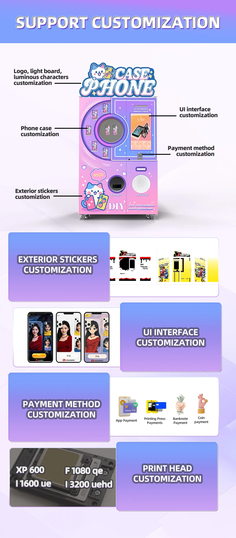 product funkyplay stylish mobile phone case vending machine automatic with custom patterns and sdk function-5
