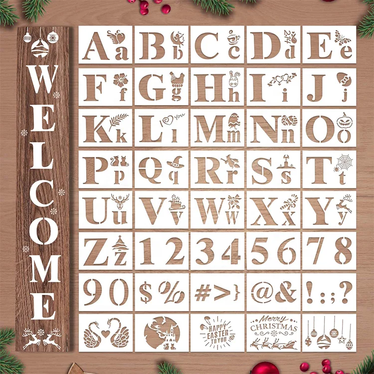 6 Inch Alphabet Stencils and Number Stencils for Christmas Door Porch Wall Home Decor DIY Projects