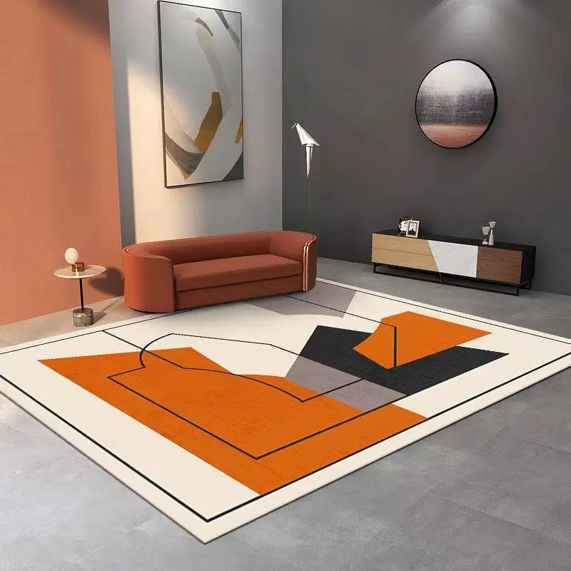 2023 Trending Custom 3d Printed Carpet Rugs Orange Geometric Carpets for Living Room Large Bedroom Area Rugs and Carpet
