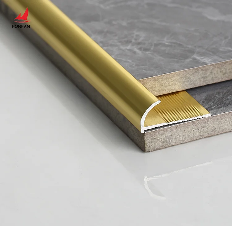 High Quality 10mm Gold Aluminum Tile Trim Round Edge Interior Metal Strips for Floor Tiles Premium Accessories