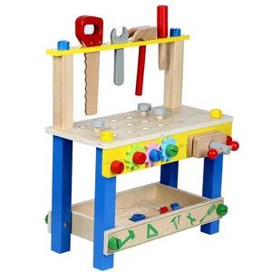 New Educational Pretend Play Set for Boys Children's Simulation Wooden Tool Bench and Luban Chair Nut Assembly Kid's Model Toy