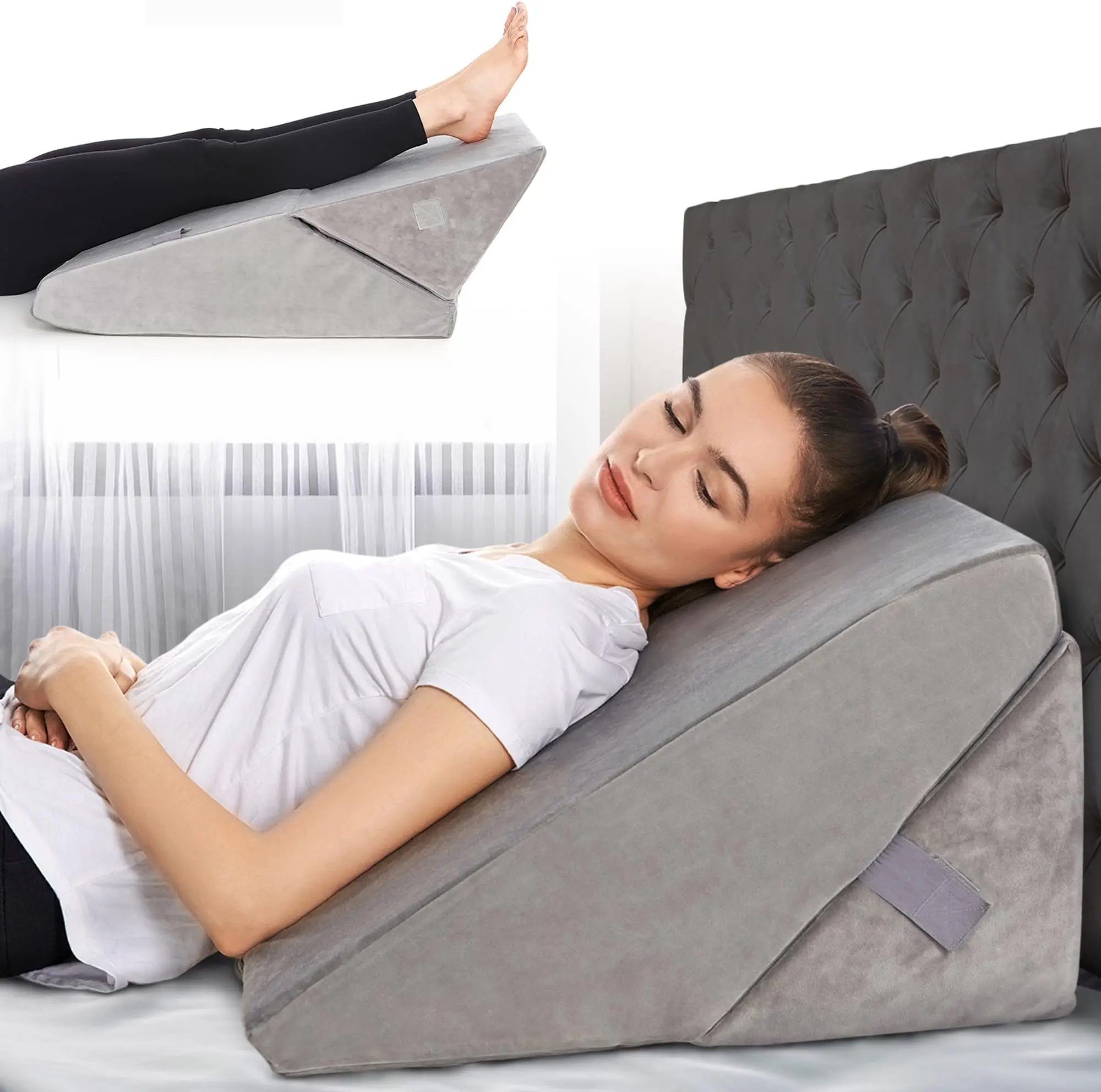 7 in 1 Incline Folding Memory Foam Adjustable Bed Wedge Pillow for Sleeping