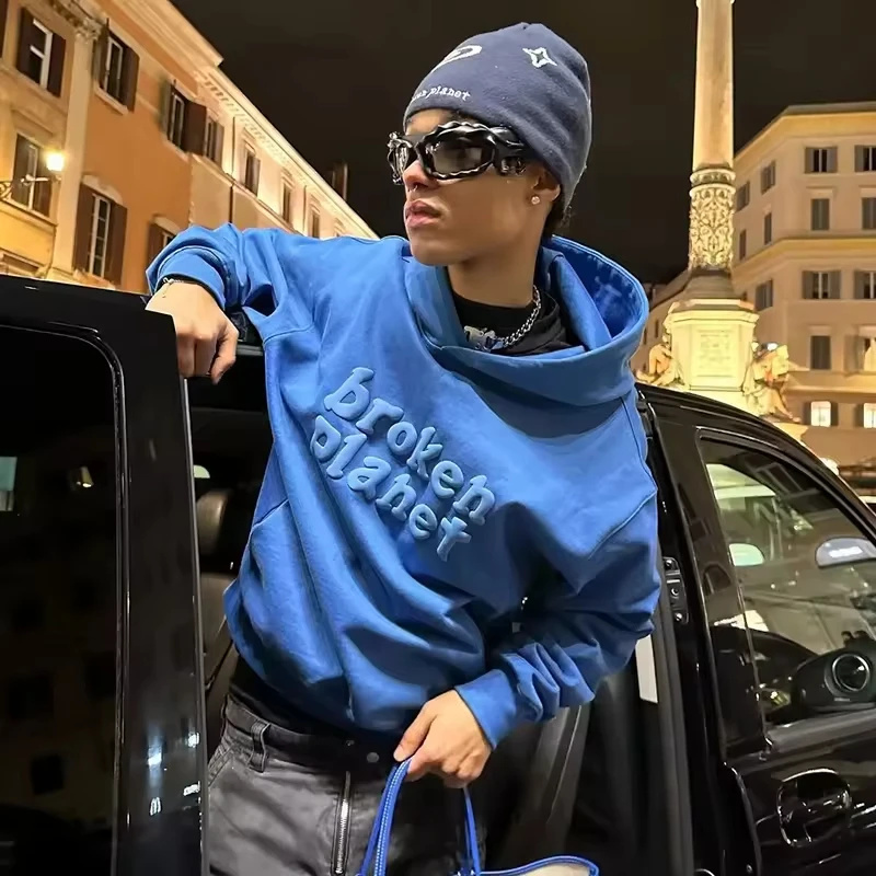 500G Custom Winter Unisex Oversized Heavyweight Cotton Lined Front Logo Hoodies Pullover Puff Printing Embroidery Brand Logo gallery 3