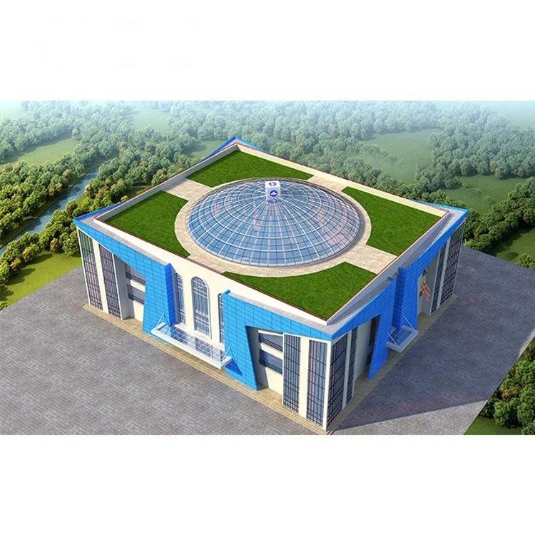 Modular Steel Space Frame Structure Stained Optical Glass Dome Church Roof Mosque Dome