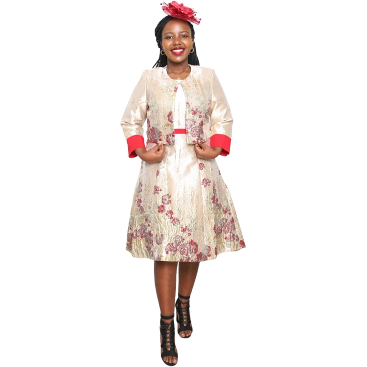 2022 Cheap Church Dresses For Black Women 2 Piece Skirt Set Elegant