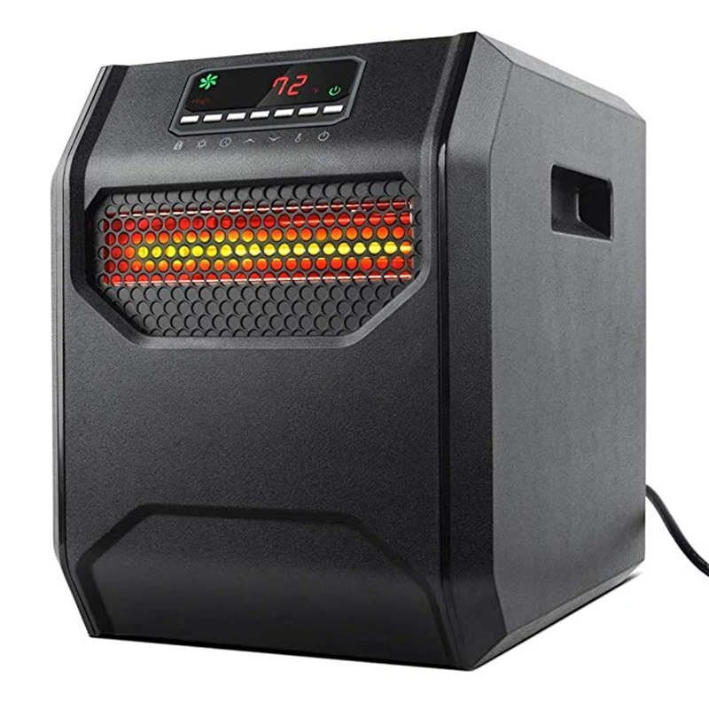 Quartz Adjustable Thermostat Remote Timer Black Infrared Heater With