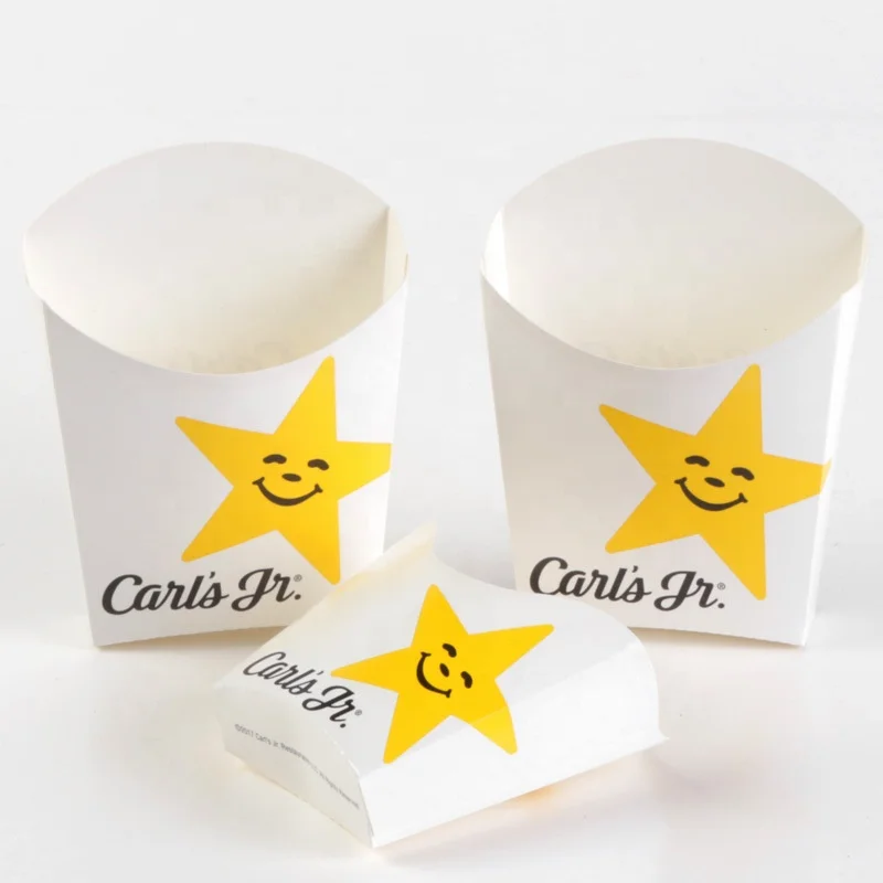 Three-dimensional French Fries Box Food-grade White Card Printing Coated Custom Disposable Fried Food Packaging Box