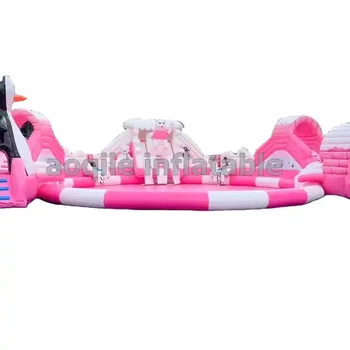 Commercial Big Inflatable Water Slide Park , Popular Style Inflatable Amusement Water Park On Land