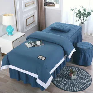 The Cheapest Massage Spa Including Quilt Bedsheet Pillow Cover  Table Cases Stool Cover Spa Sheet 4pcs Beauty Salon Bedding Sets