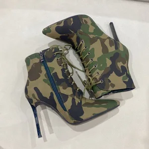 BUSY GIRL QD26 Ankle Boots with Side Zipper and Lace-Up Stiletto Heel Ankle Booties for Women Street Style 2026 Short Boots