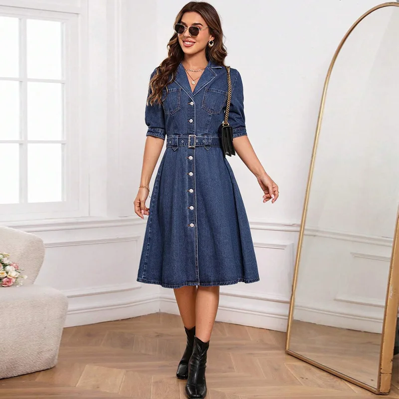 Wholesale Denim Jean Dresses 2025 Denim Dress Women Elegant Casual Jean Dresses Denim Women Wholesale Denim Jean Dresses 2025 Denim Dress Women Elegant Casual Jean Dresses Denim Women
