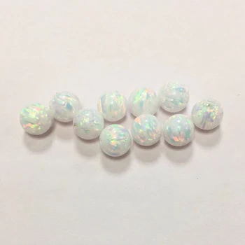 Japanese Fire Synthetic White Loose Opal Beads OP17 Color Gemstone 3mm 5mm 6mm 8mm 10mm Opal Ball Bead