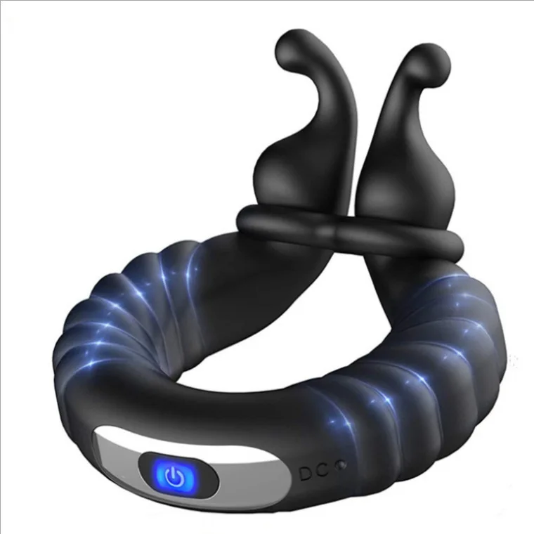Cock Ring with 10 Vibration Modes Ring Vibrators with Testicles Vibration for /Perineum/Testicles Stimulation, Ring Stretchable