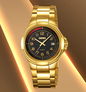 SKMEI 9320 Stainless Steel Business Luxury Fashion Quartz Watch with Glass Dial Waterproof Men's Wristwatch