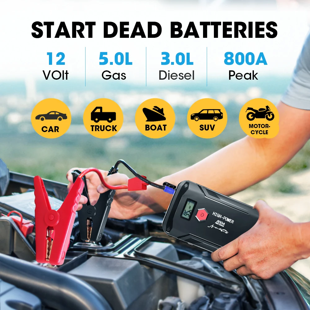  Jump Starter Car 8000mah Battery Power Bank With Bag Jumpstarter Auto Buster Car Emergency Booster