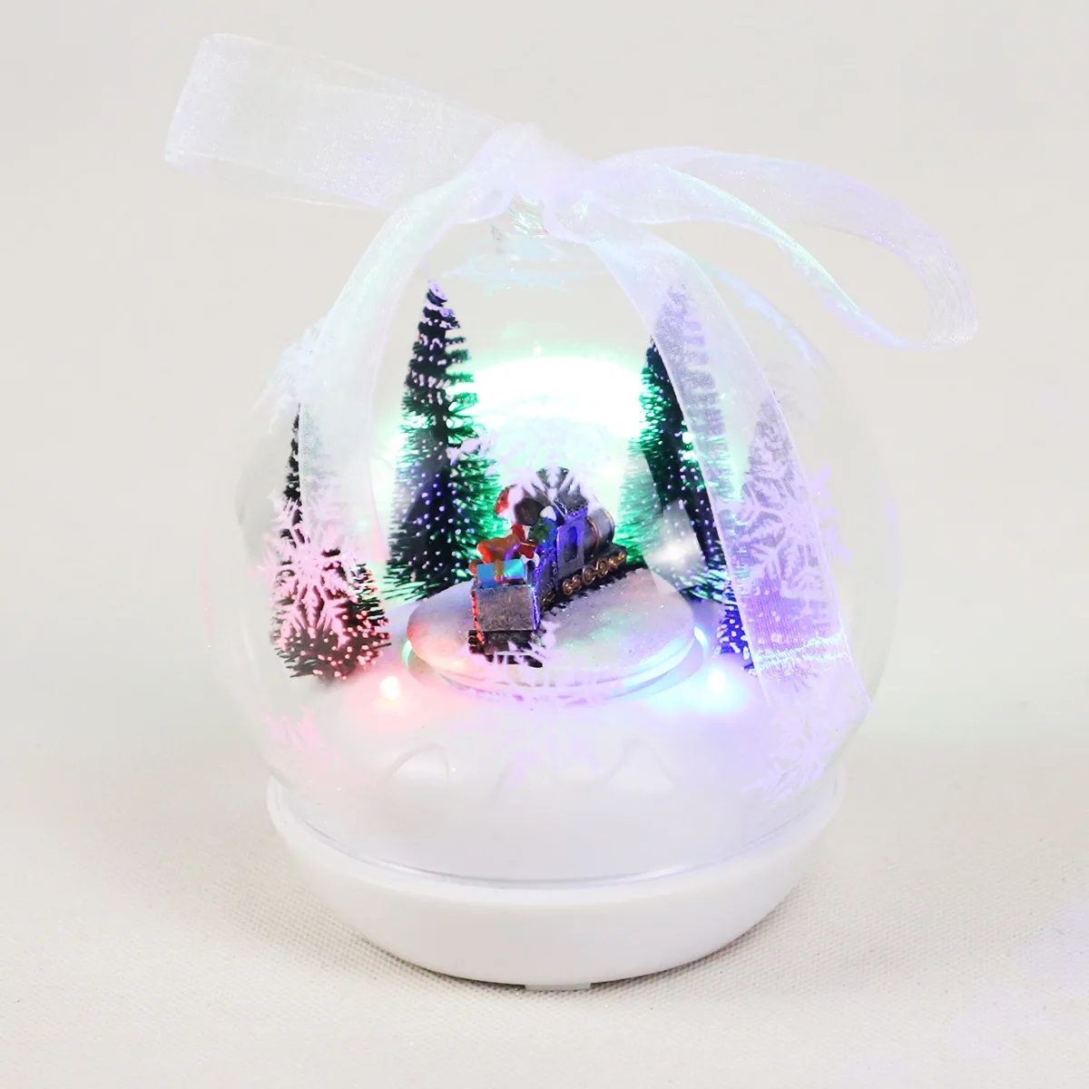 Personalised Tabletop Musical LED Ornaments Ball Dome shape snow globe with Rotating train music inside Xmas decoration gift manufacture