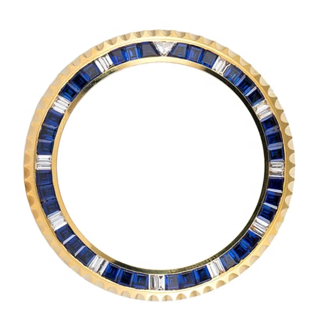 
 Пользовательские оригинальные Золотые Часы Ободок вставками изготовлены из белого золота 18 карат с настоящими бриллиантами для суб-/моряк  