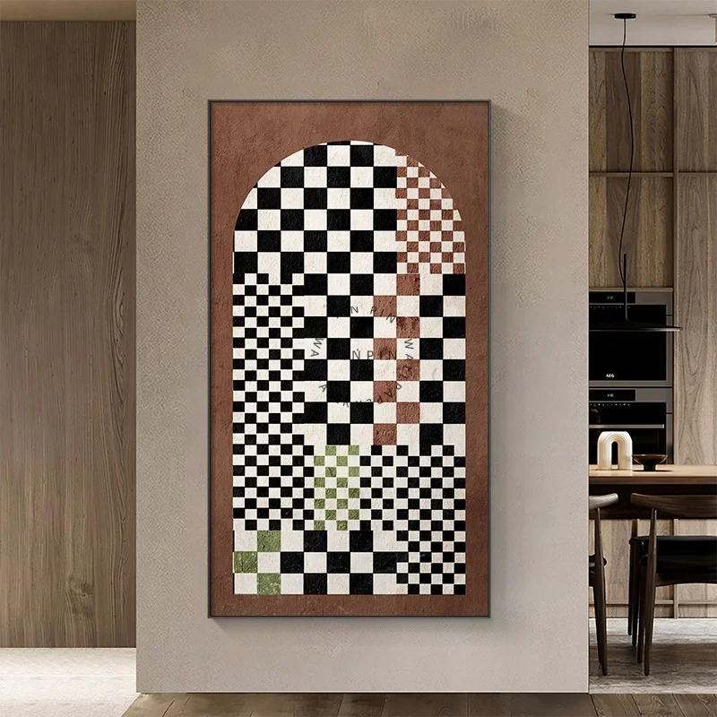 Factory Sales Block Chessboard Diamond Crystal Porcelain Art Painting for Wall