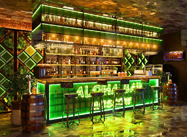 Commercial Luxury Modern Bar Display Night Club Furniture Bar Counter 3d Design For Club