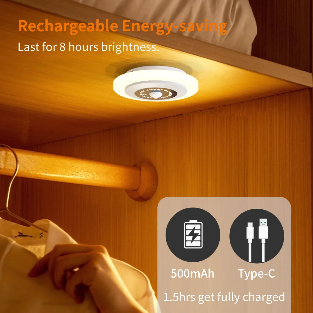 product small portable intelligent sensor lamp usb charging magnetic ufo smart sensor night light for entrance cabinet bedroom-38