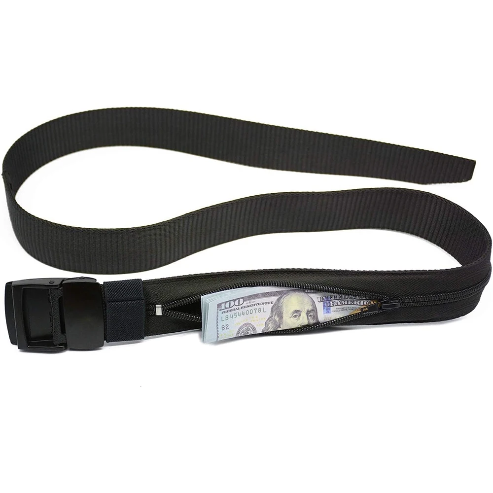 Wear-resistant Travel Nylon Tactical Men with Zinc Alloy Buckle Security Money Belt with Hidden Money Pocket