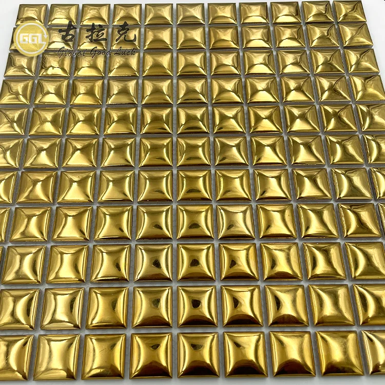 Hot Selling Luxury Gold Mosaic Wall Tile Backsplash Ceramic Mosaic Tile supplier