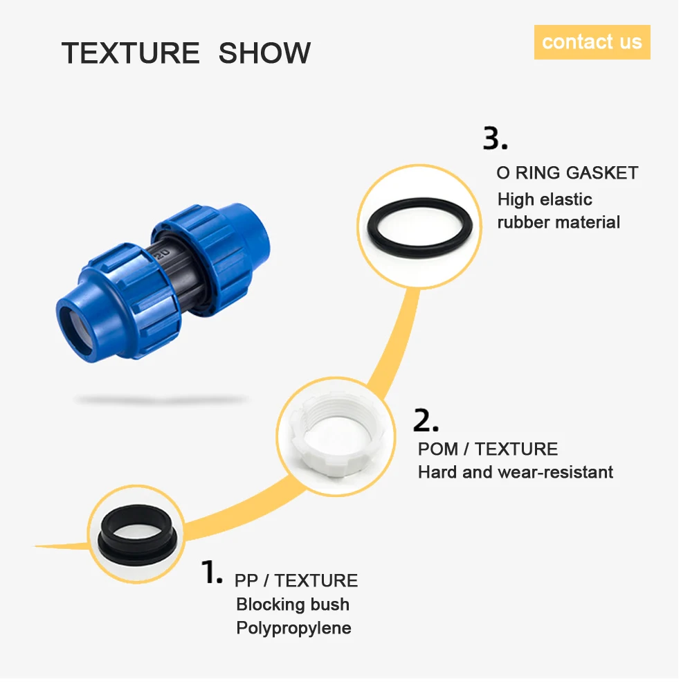 Garden IrrigationLDPE HDPE Pipe Connector Fitting 10bar 16bar Compression Coupling Fitting